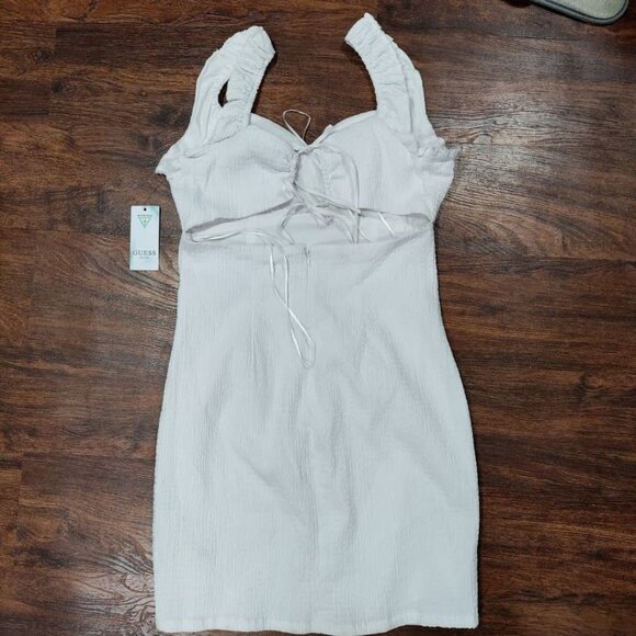 NWT Guess Gauzy Twee Y2k Cottagecore Smocked Mini Dress White Womens Size Medium - Picture 2 of 11